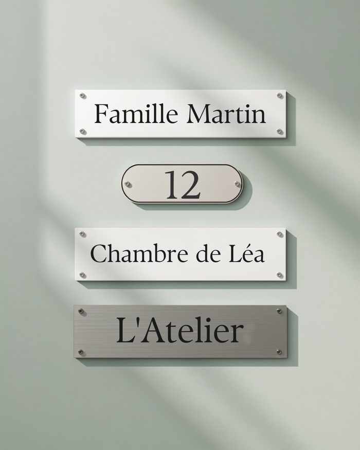 Plaque personnalisée — maison, boîte aux lettres, porte, numéro