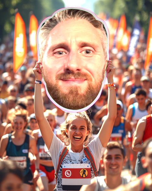 Grosse tête personnalisée silhouette homme, panneau visage pour supporter